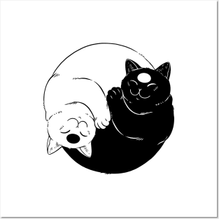 Yin Yang cute sleeping Cats Posters and Art